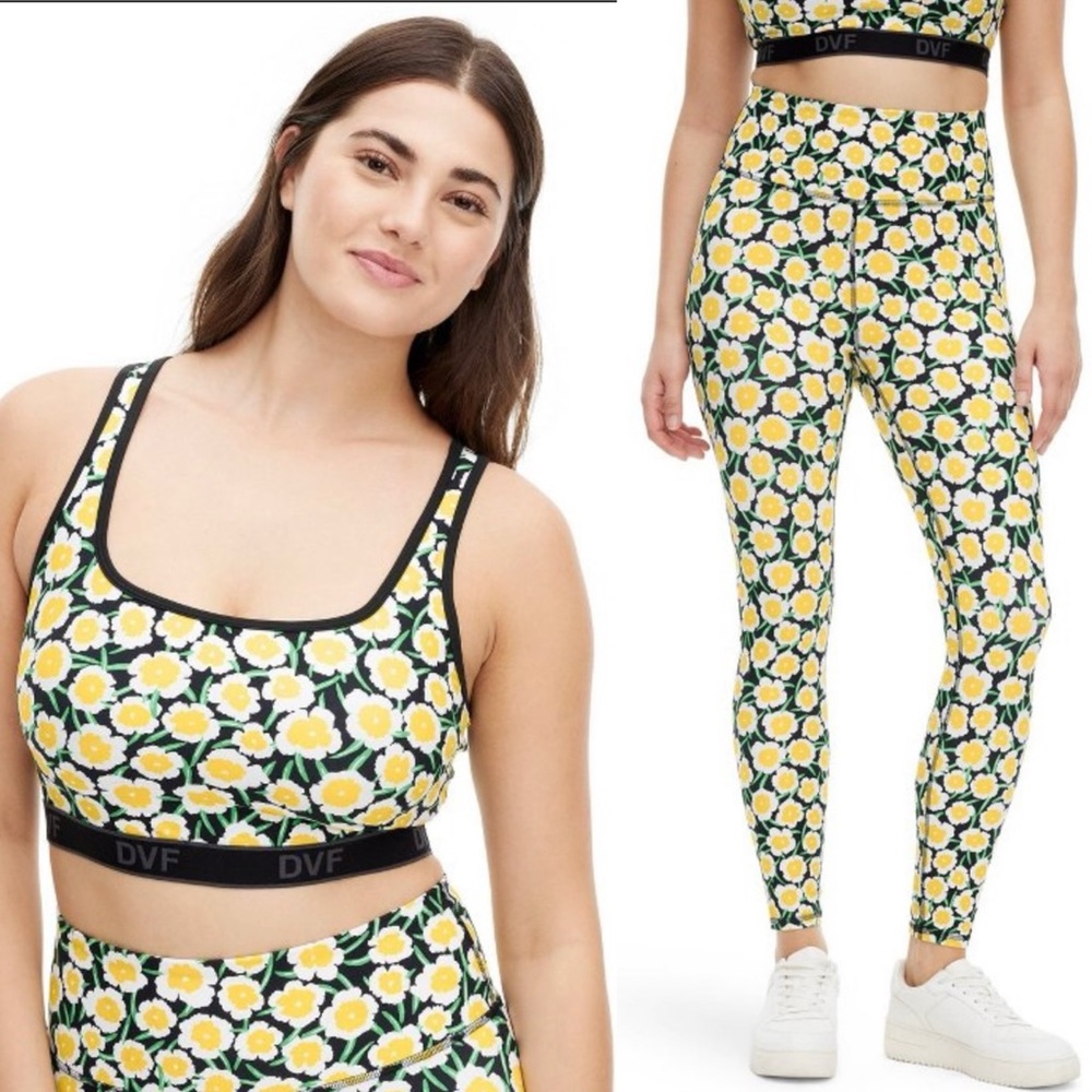 DVF for Target – Yellow Poppy Sports Bra and Leggings, Size XS – Matching Set